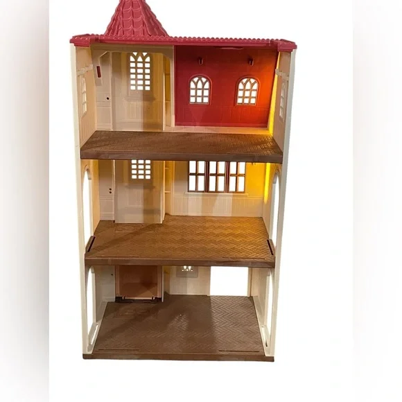 Calico Critters Red Roof Tower Home Dollhouse Elevator Epoch Sylvania Families - Picture 4 of 12